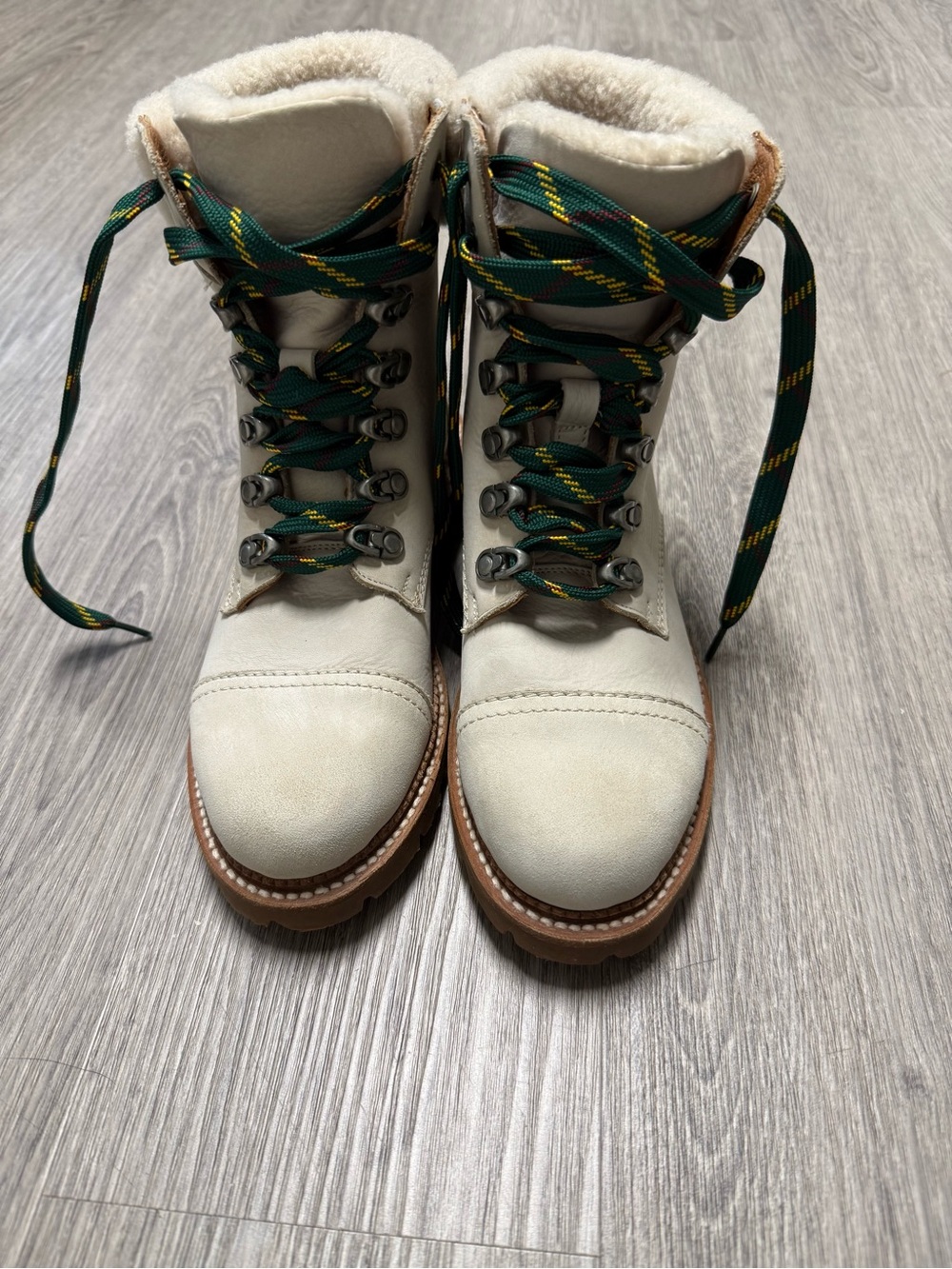 Frye Samantha Hiker Boots-Ivory-Size 7M